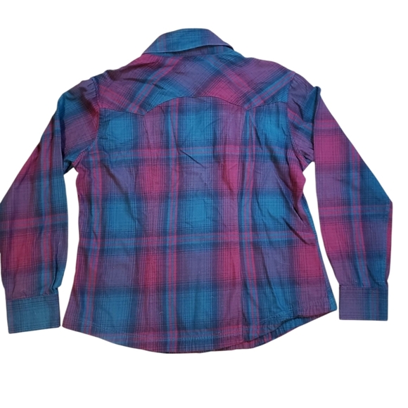 Powder River Outfitters Red Green Plaid Western Snap Workshirt Large - Picture 2 of 6